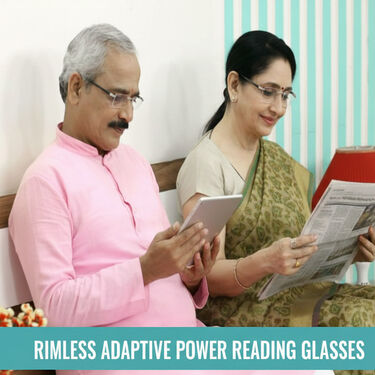 Rimless Adaptive Power Reading Glasses B1 G2 Free (3RG1)