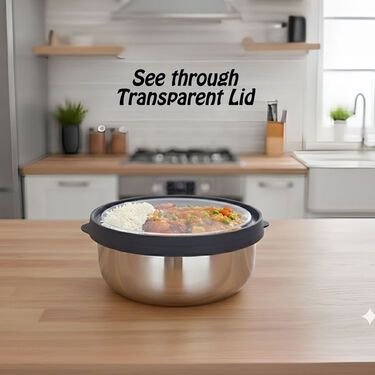 5 Stainless Steel Bowl + 5 Push & Lock Lid with Free Serving Spoon (10PL6)