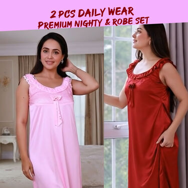 2Pc Daily Wear Premium Nighty & Robe Set - Pick Any 1 (2NS)