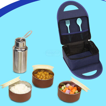 3 Vacuum Insulated Steel Lunch Box with Steel Bottle (3ISLBB)