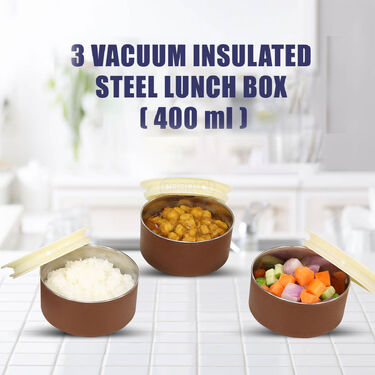 3 Vacuum Insulated Steel Lunch Box with Steel Bottle (3ISLBB)