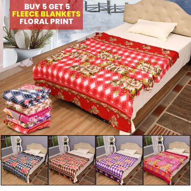 Buy 5 Get 5 Fleece Blankets - Floral Print (B5G528)