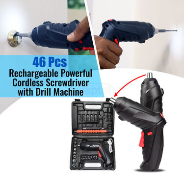 46 Pcs Rechargeable Powerful Cordless Screwdriver With Drill Machine (HT20)